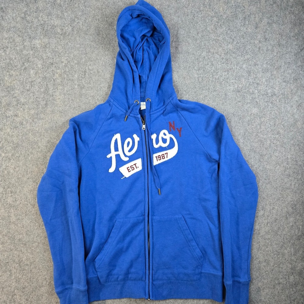 Aeropostale Sweater Mens Small Blue‎ Pullover Hoodie Spellout Y2K New York